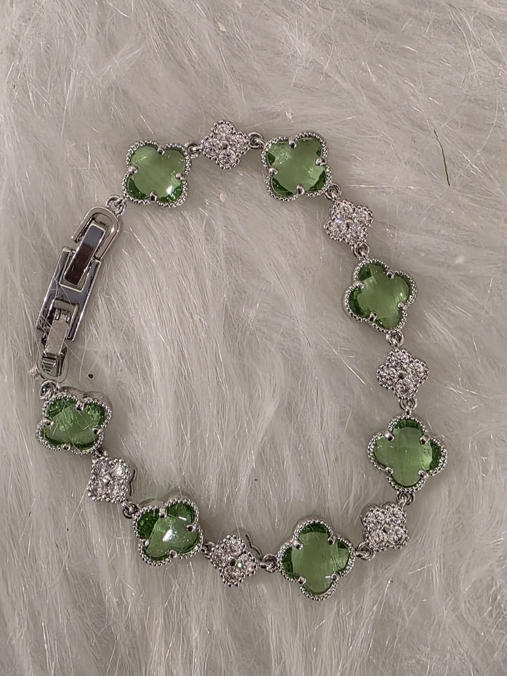 Green Clover Crystal Bracelet - Women Jewelry